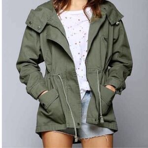 Margot Gray Hooded Oversized Parka utility jacket large